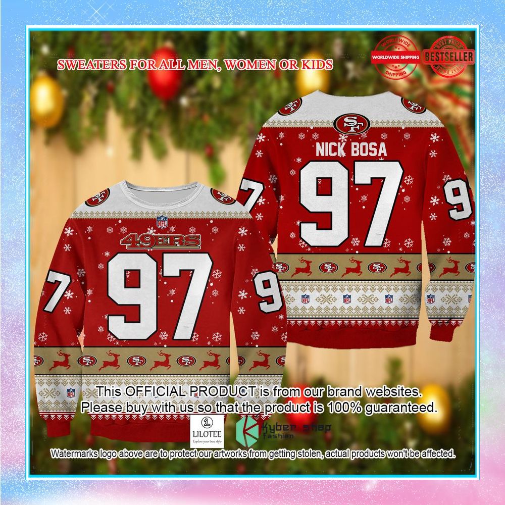 nick bosa san francisco 49ers christmas sweater 1 50