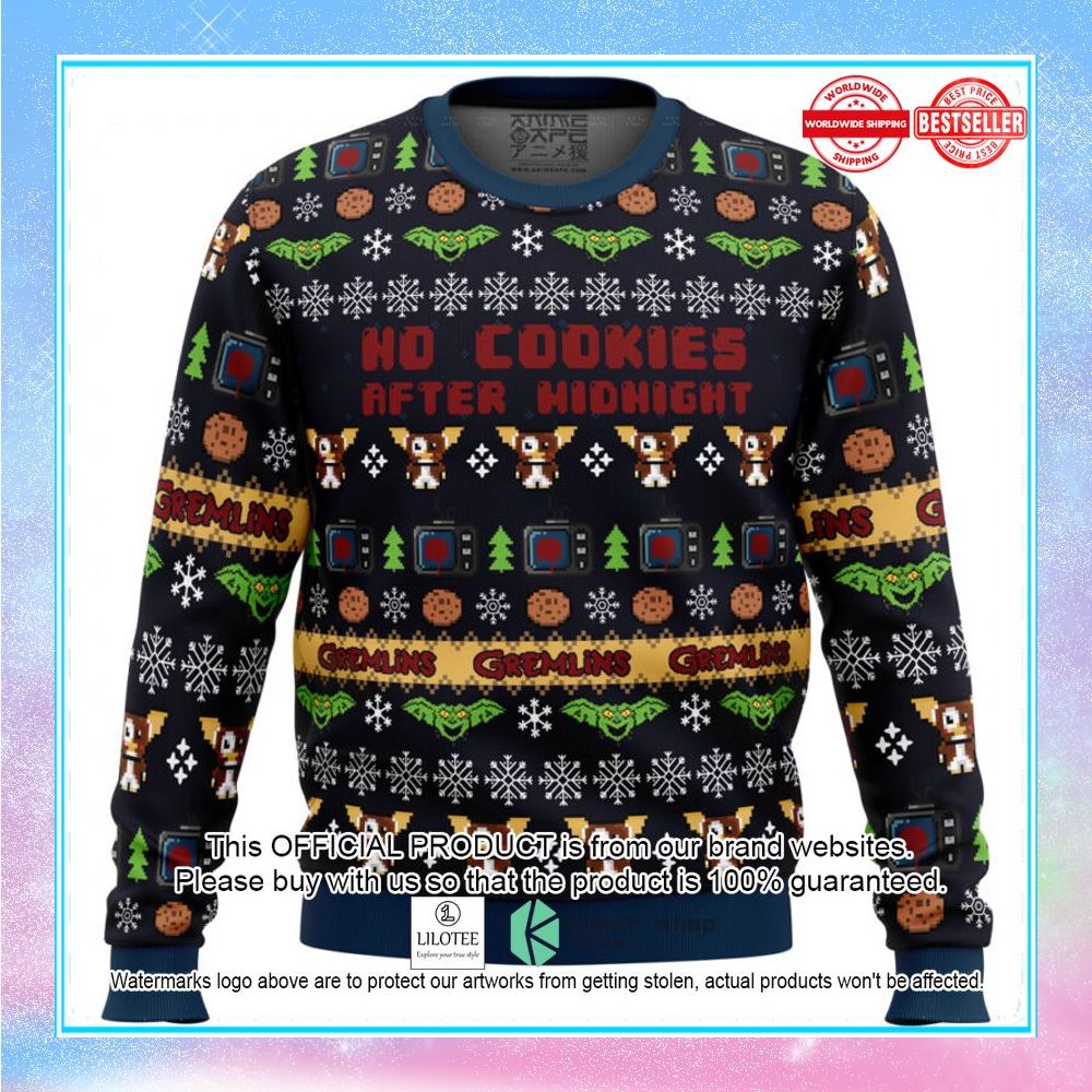 no cookies after midnight gremlins sweater christmas 1 681