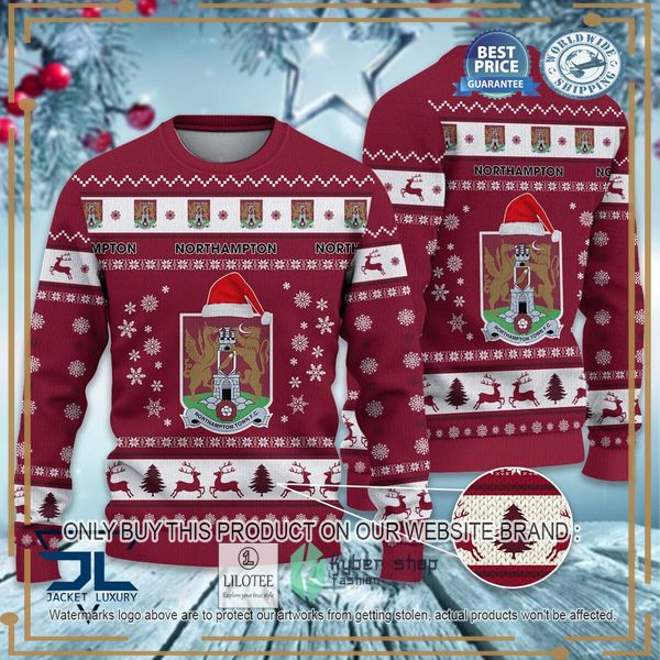 northampton town f c dark red christmas sweater 1 13395