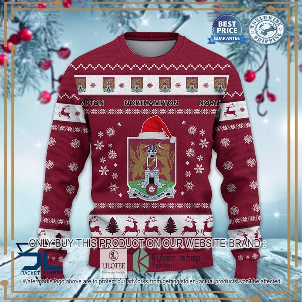 northampton town f c dark red christmas sweater 2 35624