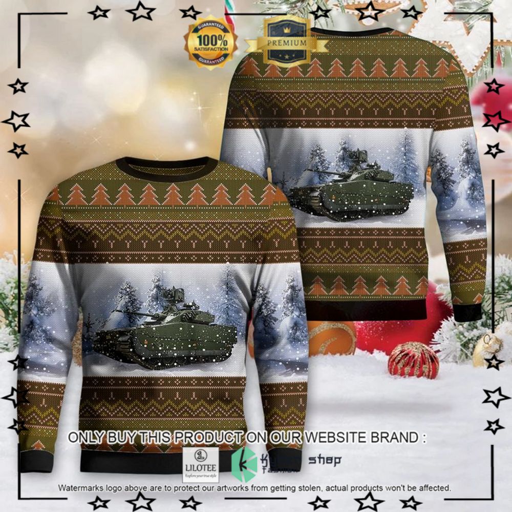 norwegian army cv90 infantry fighting vehicle christmas sweater 1 25882