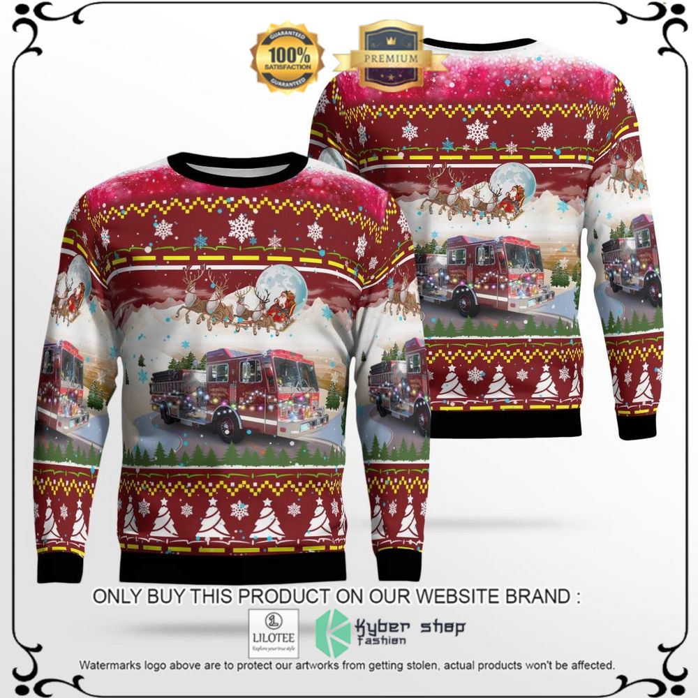 Oak Bluffs Fire-Ems Department, Oak Bluffs, MassachUSetts Ugly Christmas Sweater - LIMITED EDITION 3