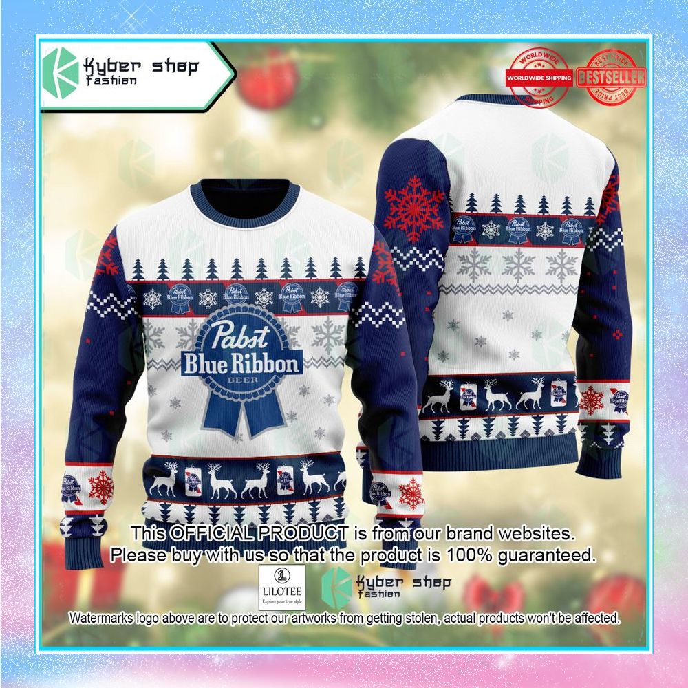 pabst blue ribbon beer logo christmas sweater 1 761
