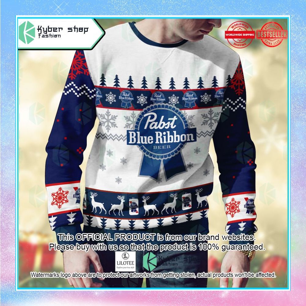 pabst blue ribbon beer logo christmas sweater 2 767