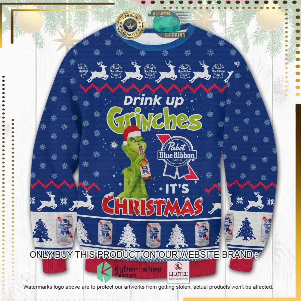 pabst blue ribbon drink up grinches knitted christmas sweater 1 22071