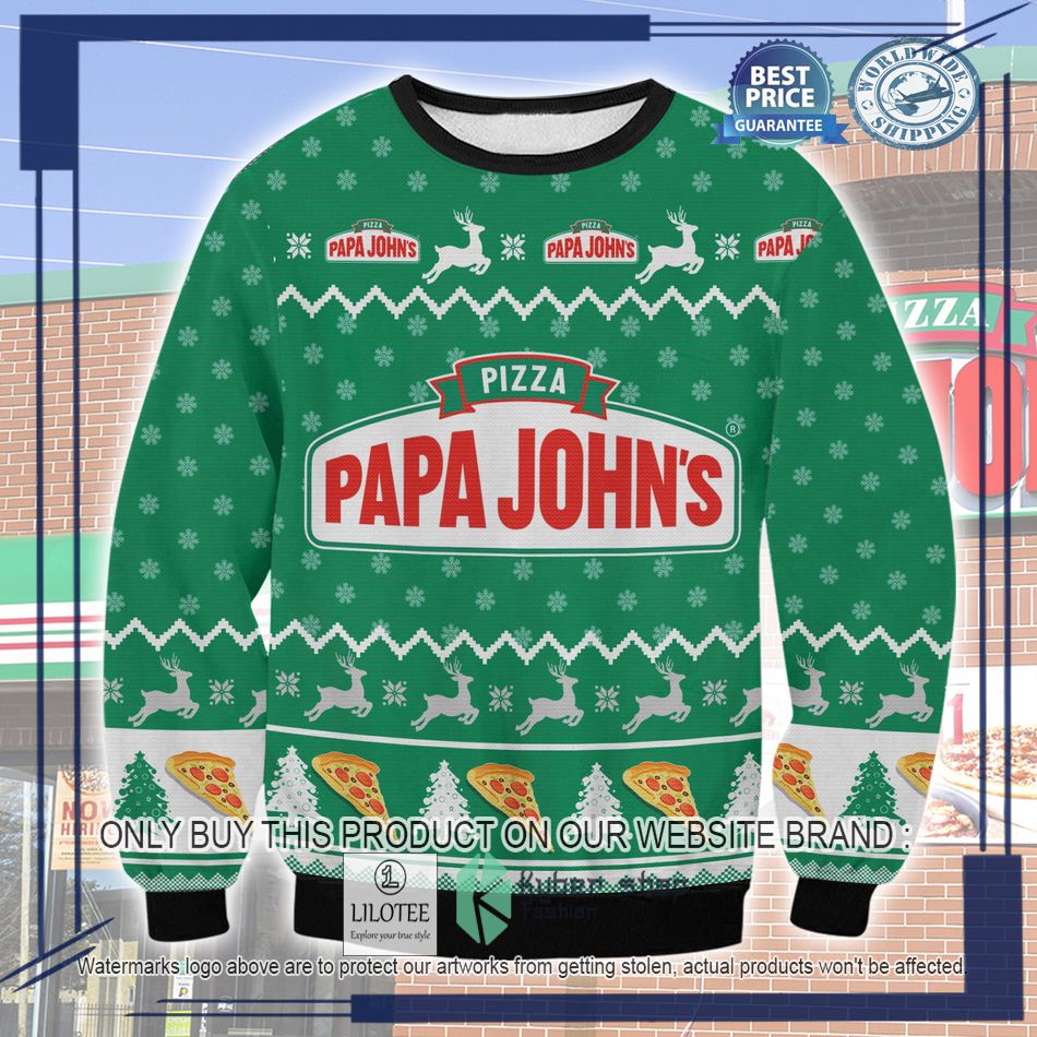papa johns pizza ugly christmas sweater 1 21559