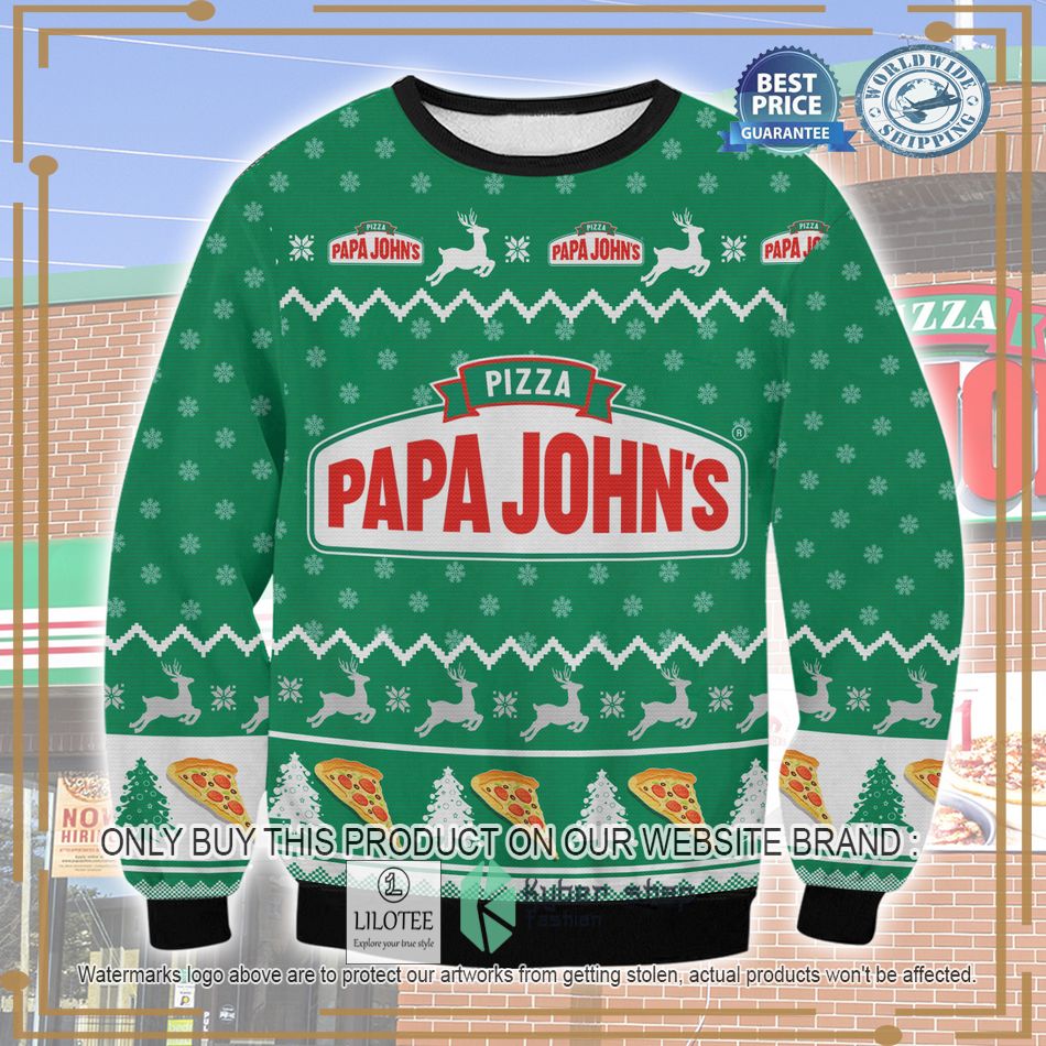 papa johns pizza ugly christmas sweater 1 55384