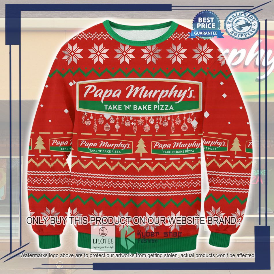 papa murphys take n bake pizza ugly christmas sweater 1 33134