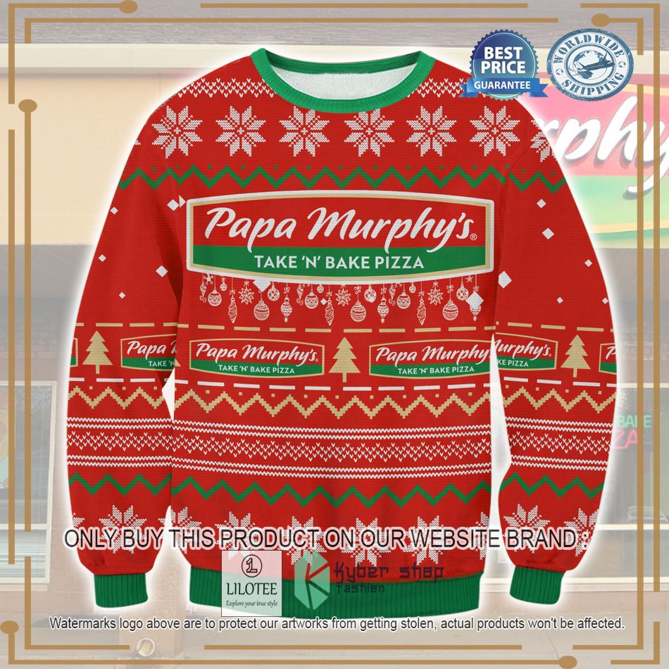 papa murphys take n bake pizza ugly christmas sweater 1 41484