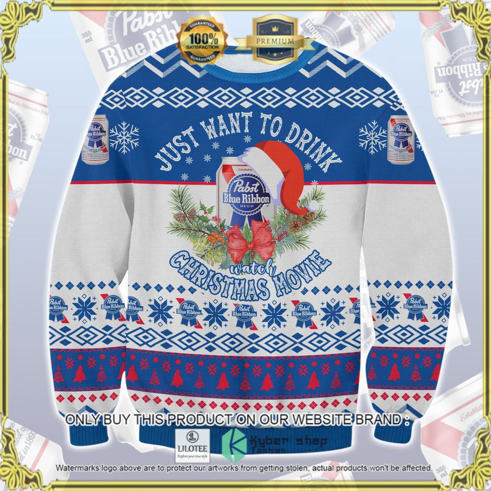pasbt blue ribbon just want to drink ugly sweater 1 86772