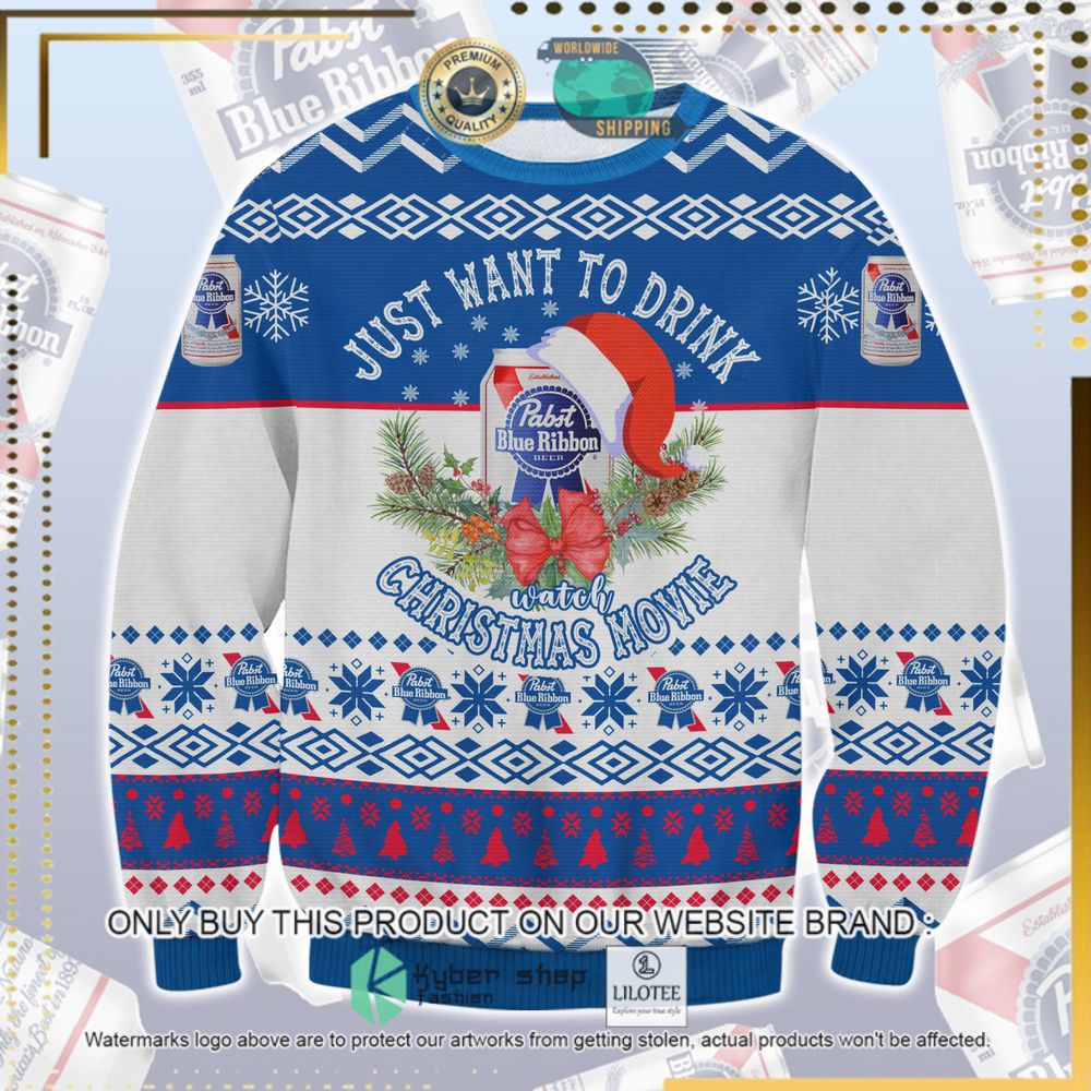 pasbt blue ribbon just want to drink ugly sweater 1 91844