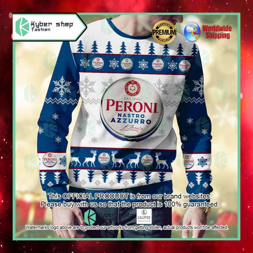 peroni nastro azzurro pale lager beer ugly sweater 1 163