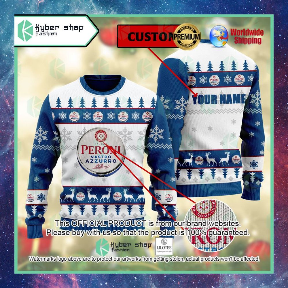peroni nastro azzurro pale lager beer ugly sweater 1 854