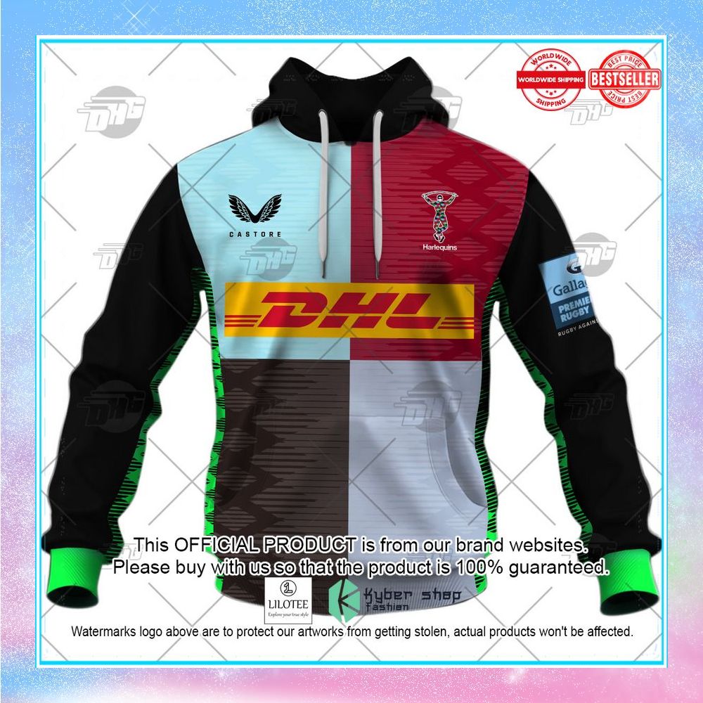 personalize rugby harlequins 2022 23 home shirt hoodie 2 120