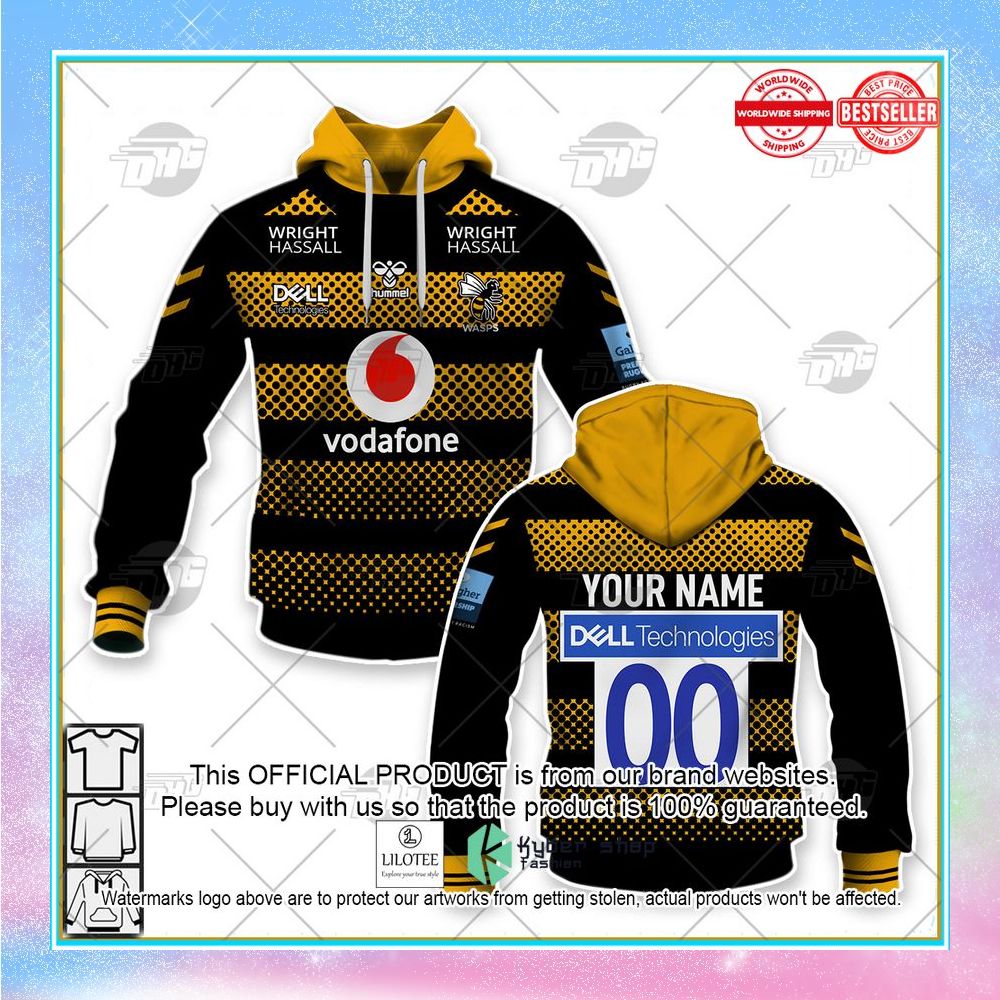personalize rugby wasps rfc 2022 23 home shirt hoodie 1 964