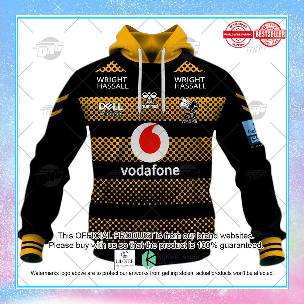 personalize rugby wasps rfc 2022 23 home shirt hoodie 2 548