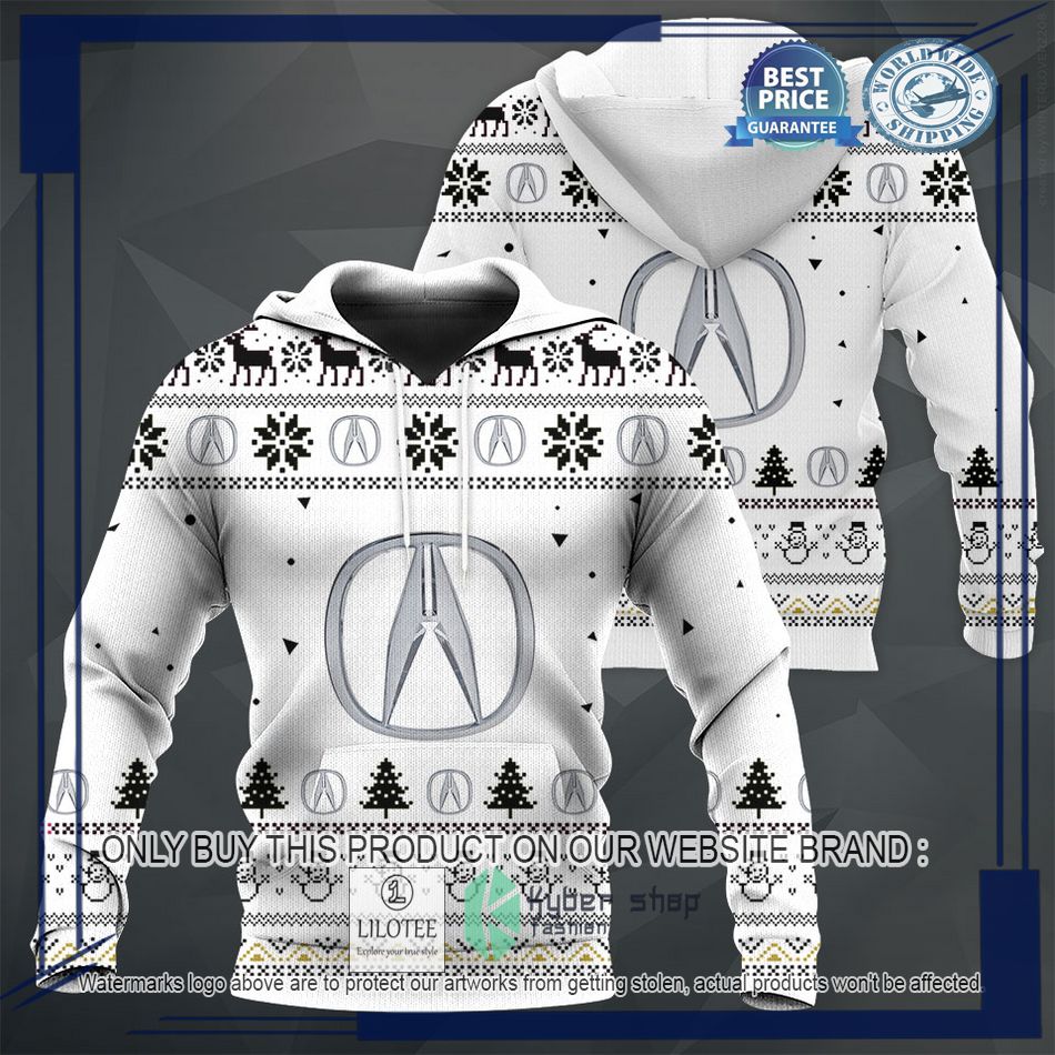 personalized acura white christmas sweater hoodie sweater 1 19214