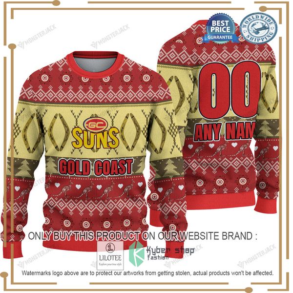personalized afl gold coast suns christmas sweater 1 99291