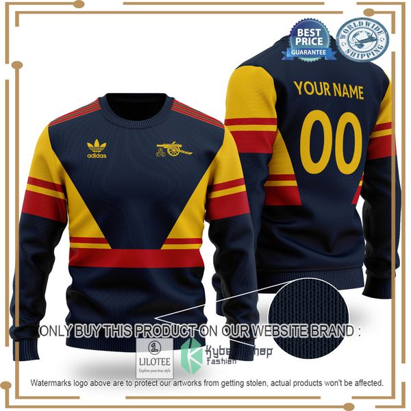 personalized arsenal adidas yellow navy christmas sweater 1 35032