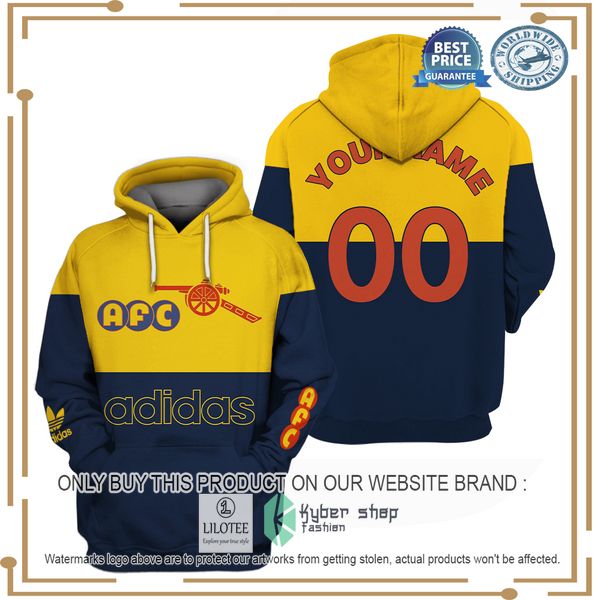 personalized arsenal afc adidas yellow navy shirt hoodie 1 28937