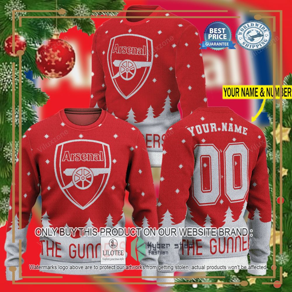 Personalized Arsenal Ars F.C. The Gunners Ugly Christmas Sweater 2