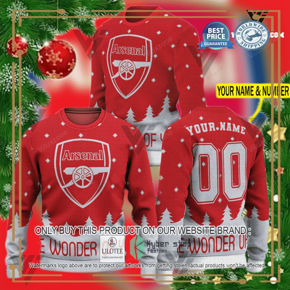 Personalized Arsenal Ars F.C. The Wonder Of You Ugly Christmas Sweater 2