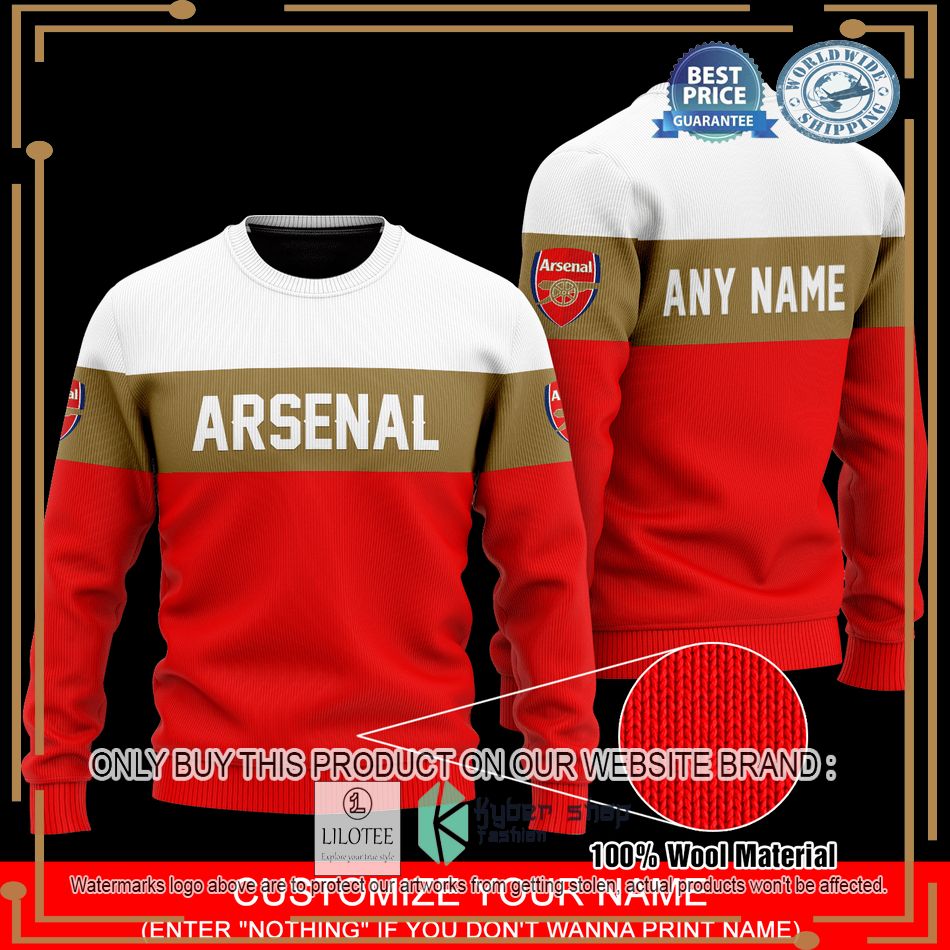 personalized arsenal red white christmas sweater 1 28930