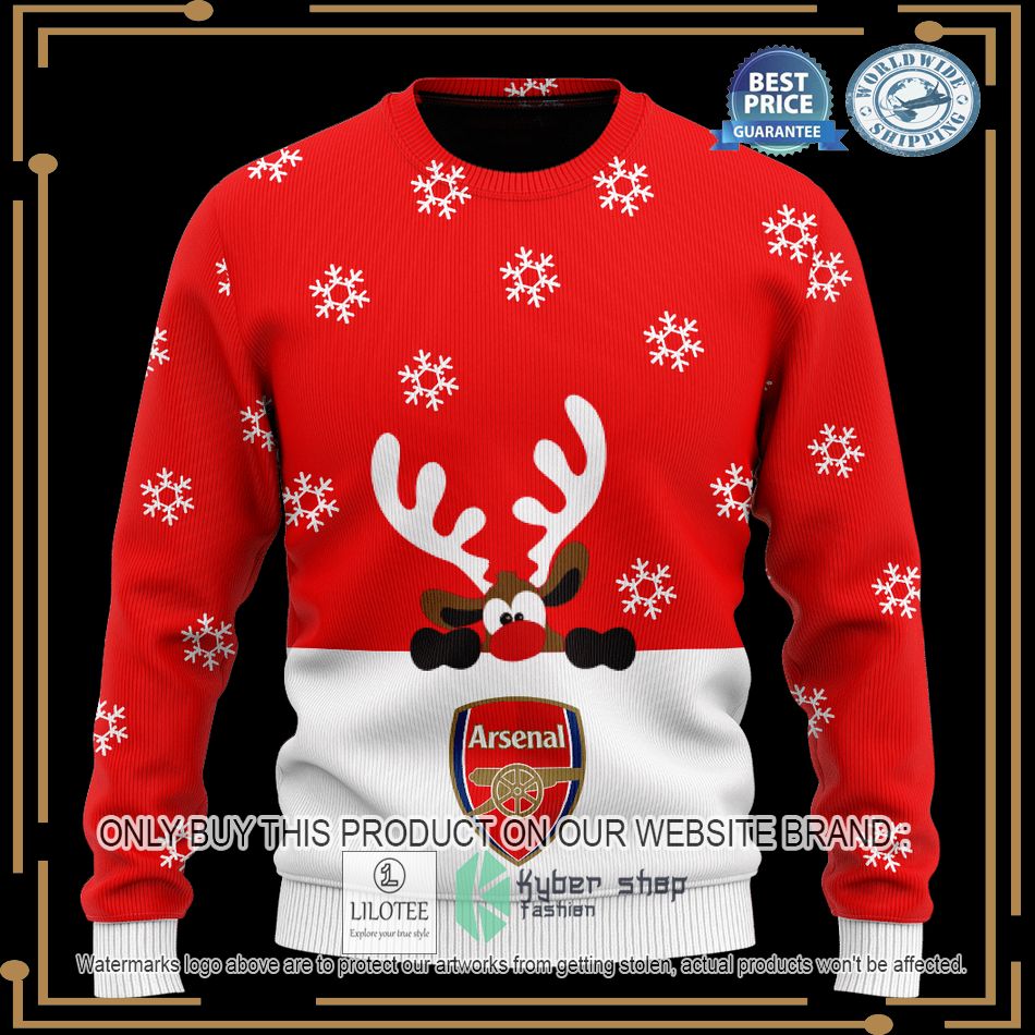 personalized arsenal reindeer christmas sweater 2 73483