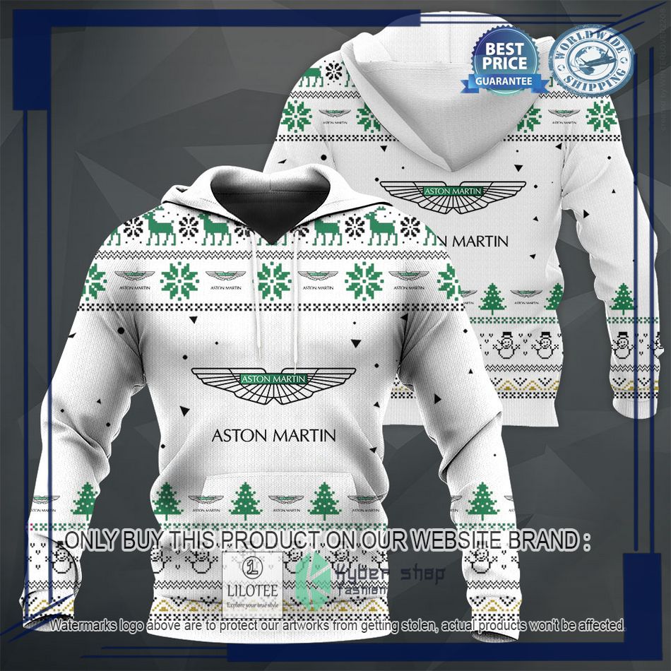 personalized aston martin white christmas sweater hoodie sweater 1 96283