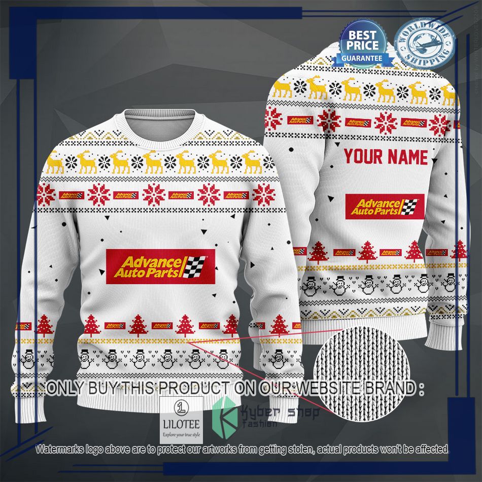 personalized auto part advance white christmas sweater hoodie sweater 2 46055