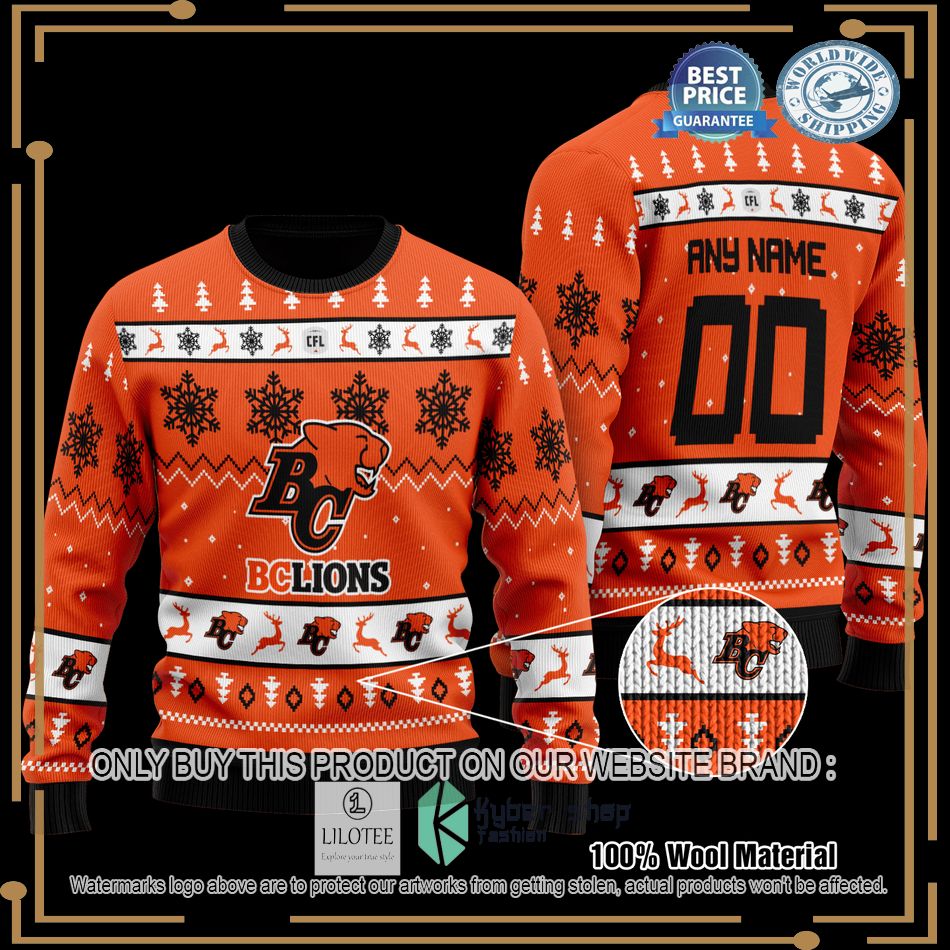 personalized bc lion orange christmas sweater 1 45419