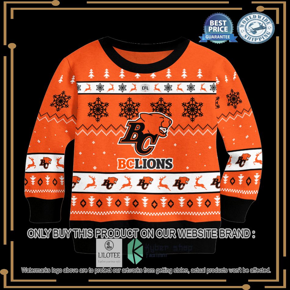 personalized bc lion orange christmas sweater 2 32216