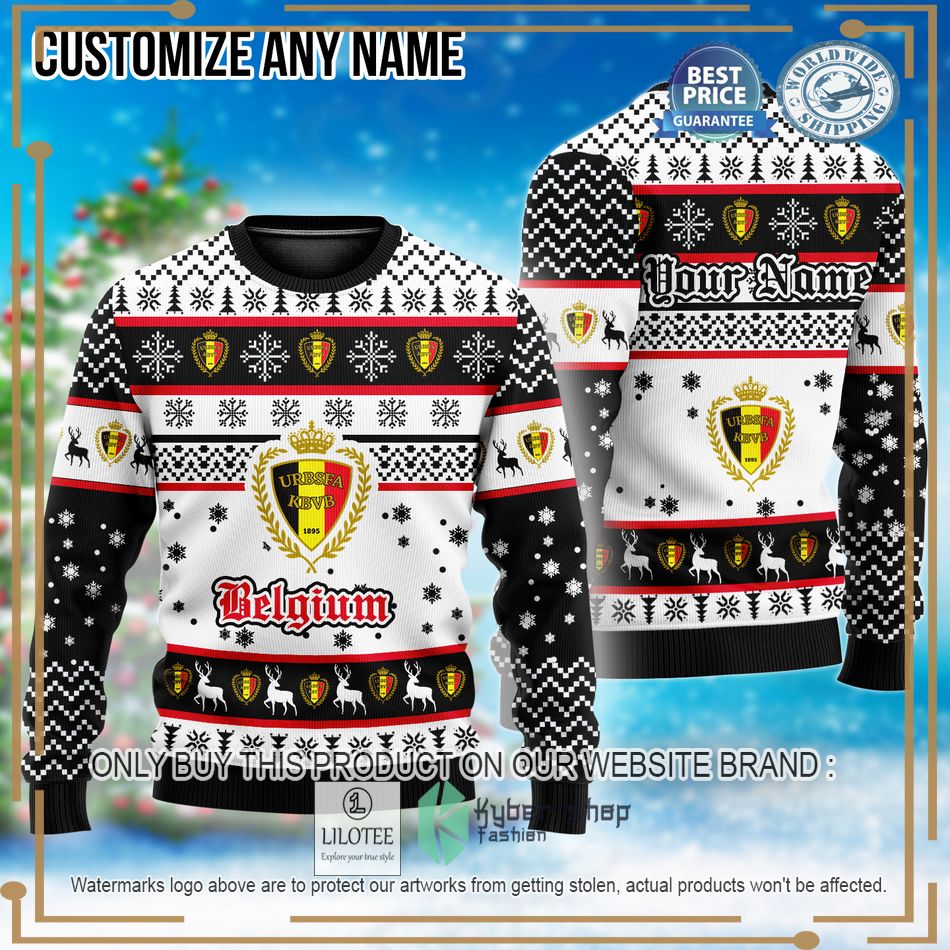 personalized belgium football team custom ugly christmas sweater 1 70741
