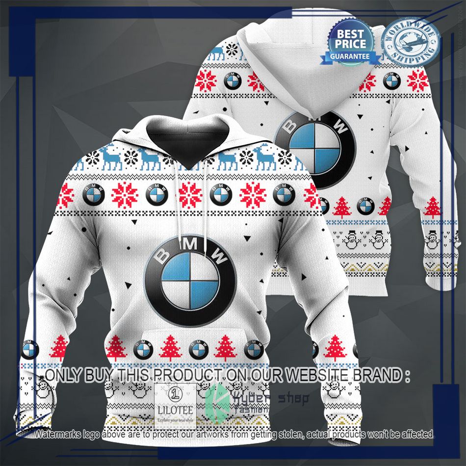 personalized bmw white christmas sweater hoodie sweater 1 59775