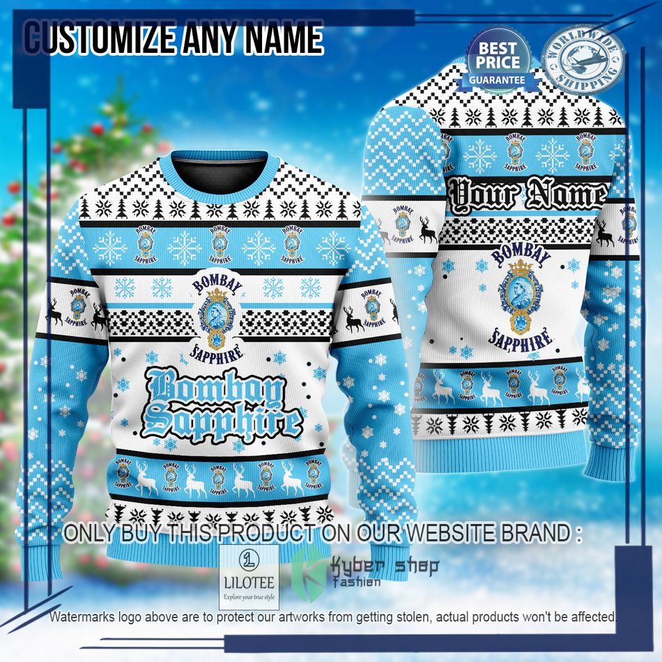personalized bombay sapphire ugly christmas sweater 1 43765
