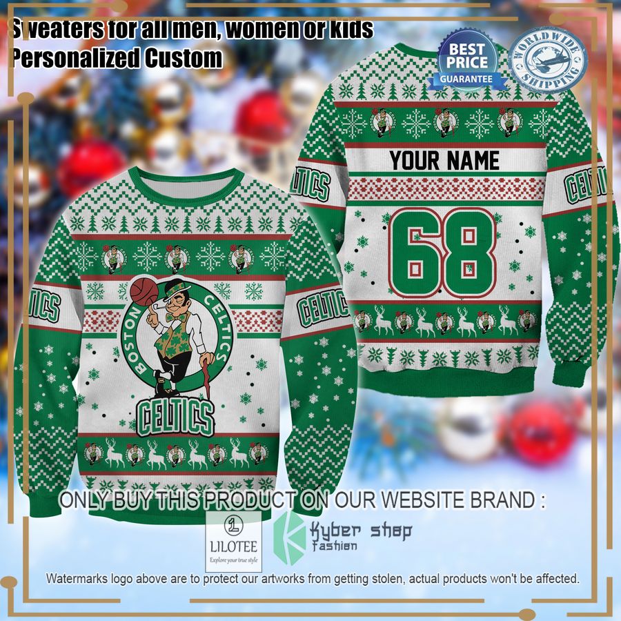 personalized boston celtics christmas sweater 1 73497