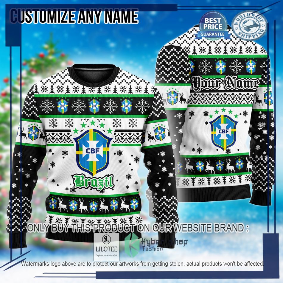 personalized brazil football team custom ugly christmas sweater 1 29950