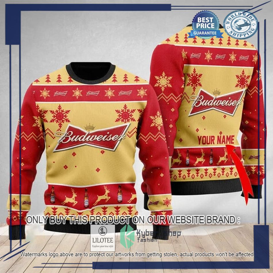 personalized budweiser beer christmas ugly christmas sweater 1 70067