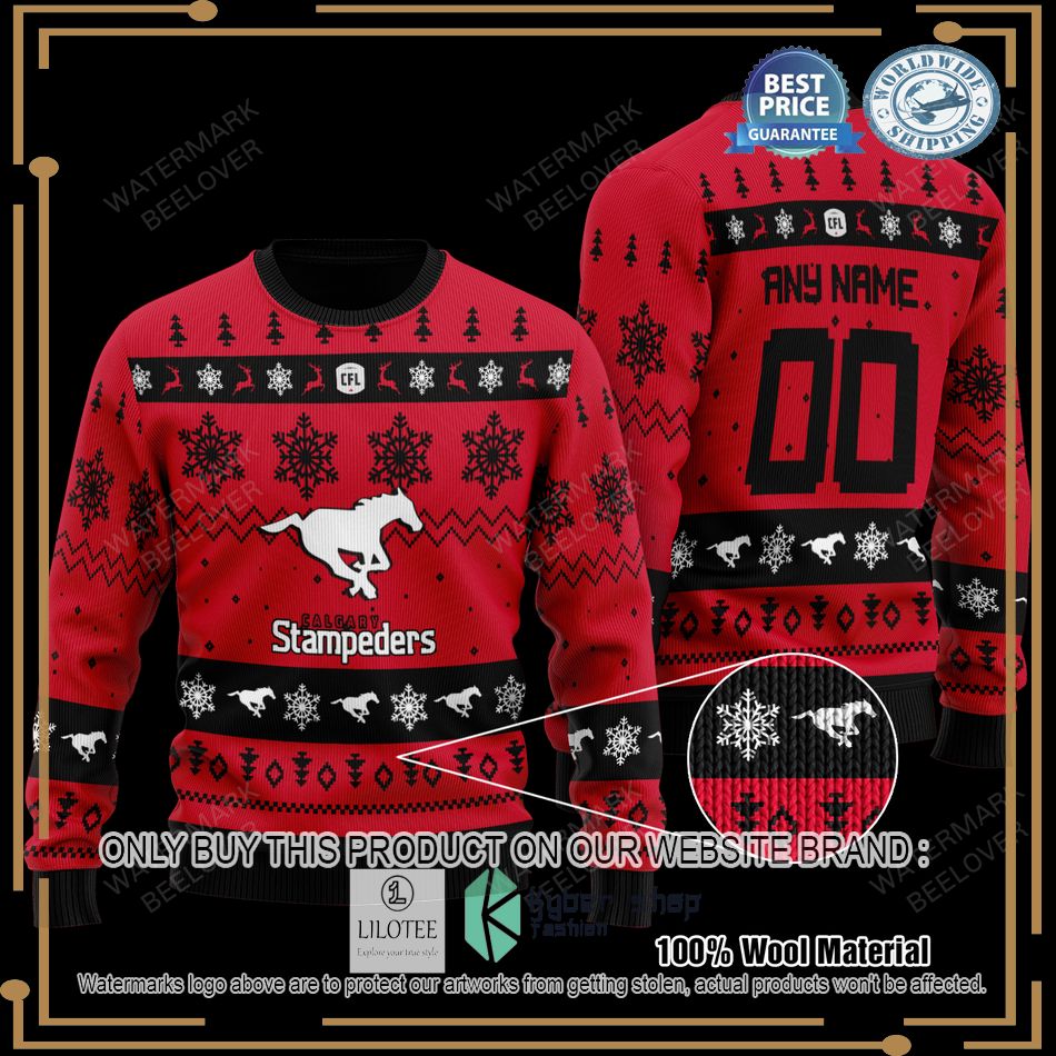 personalized calgary stampeders red christmas sweater 1 44350