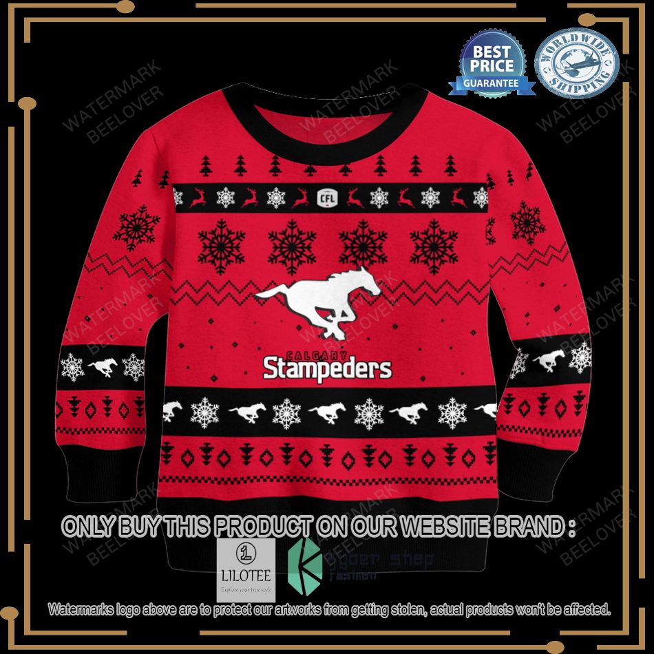 personalized calgary stampeders red christmas sweater 2 90505