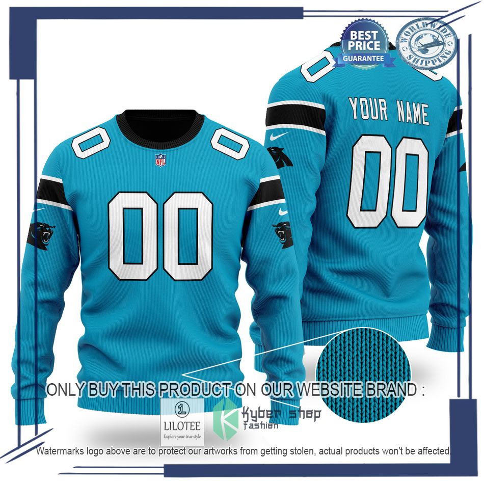 personalized carolina panthers nfl blue wool sweater 1 858