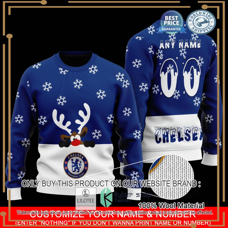 personalized chelsea fc reindeer christmas sweater 1 77172