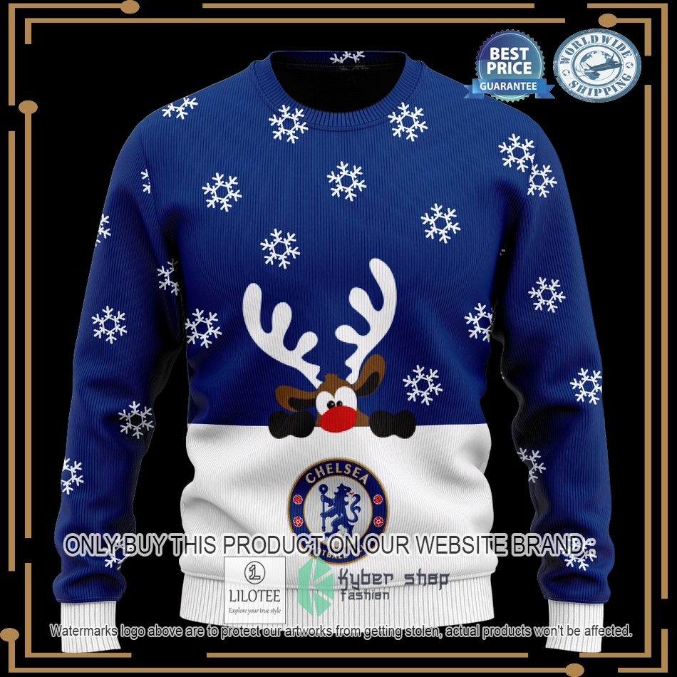 personalized chelsea fc reindeer christmas sweater 2 41334