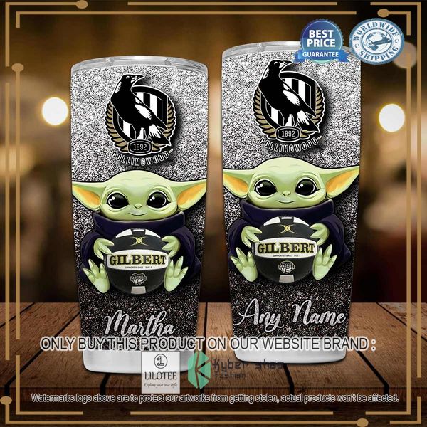 personalized collingwood magpies yoda tumbler 2 67675