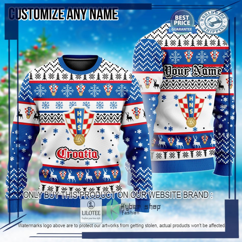 personalized croatia football team custom ugly christmas sweater 1 5958
