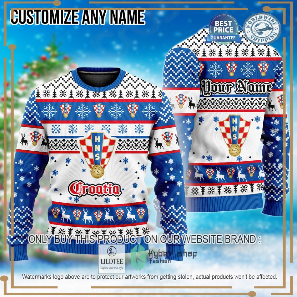 personalized croatia football team custom ugly christmas sweater 1 67667