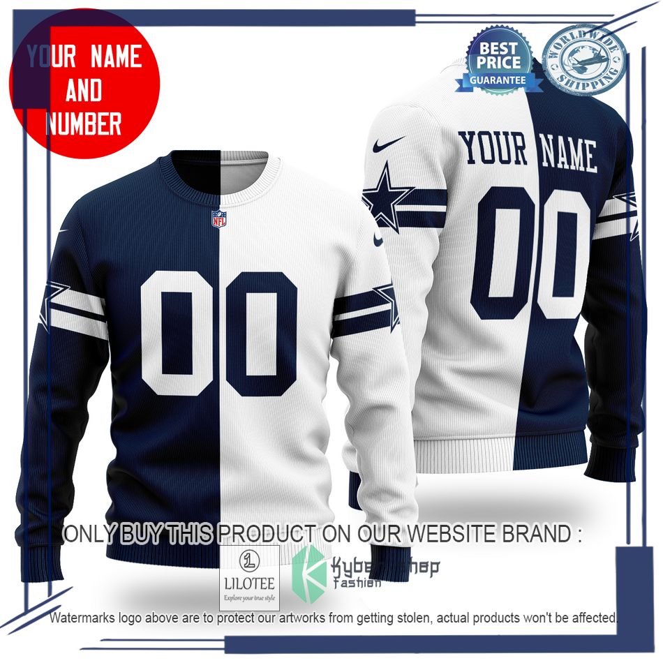 personalized dallas cowboys nfl blue white wool sweater 1 72458