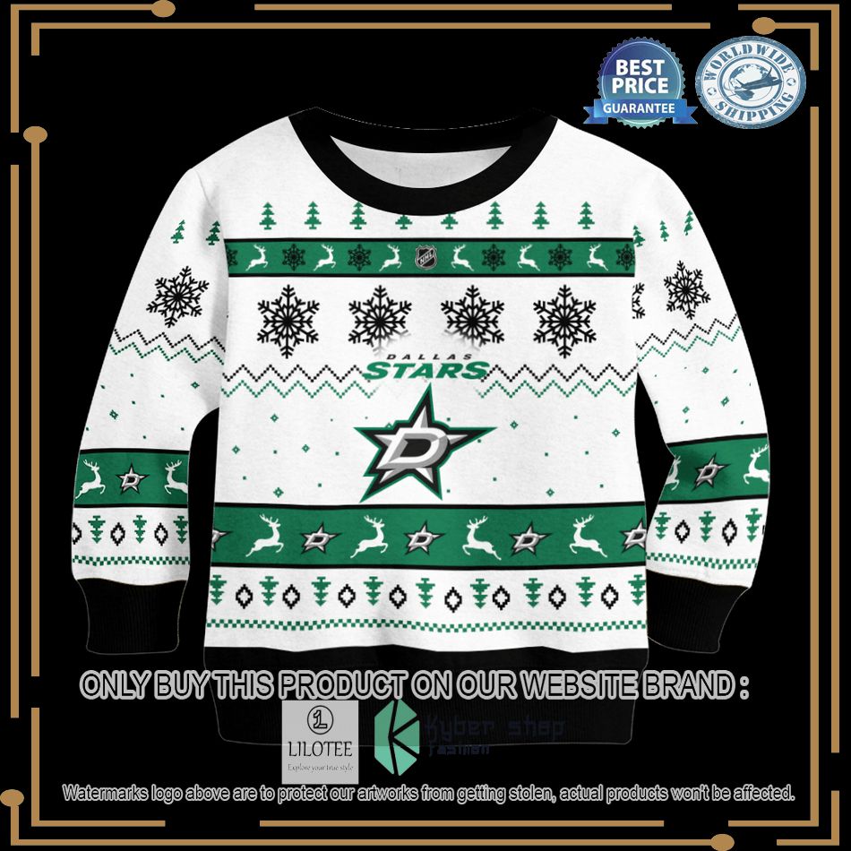 personalized dallas stars white christmas sweater 2 71240