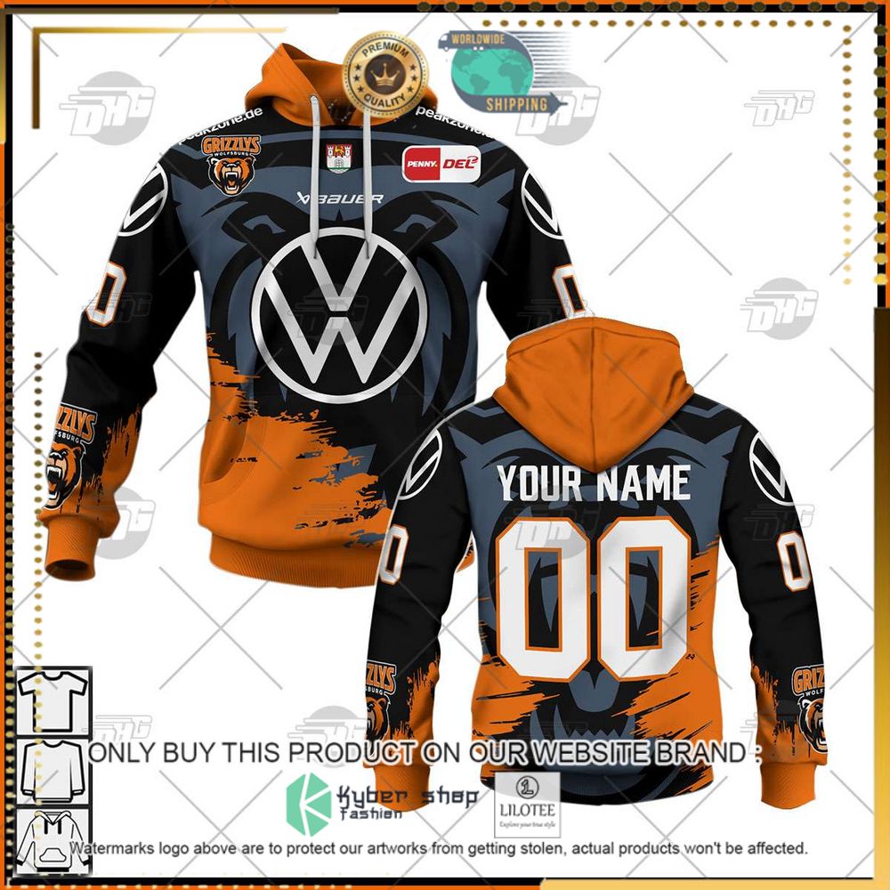 personalized del grizzlys wolfsburg orange black 3d hoodie shirt 1 25777