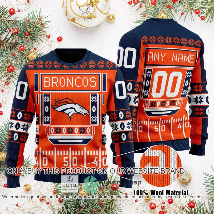 Personalized Denver Broncos NFL Christmas Sweater, Sweatshirt 8